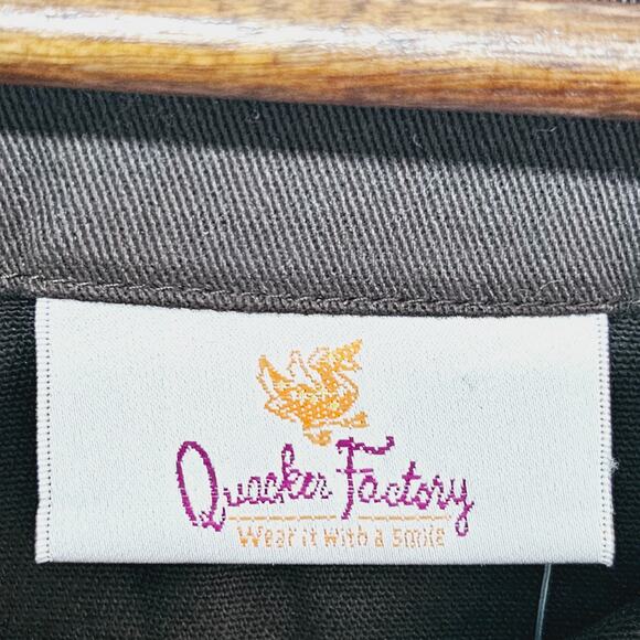 The Quacker Factory Brown Denim Jacket Size XL Animal Print Embellished Pockets - Picture 8 of 9